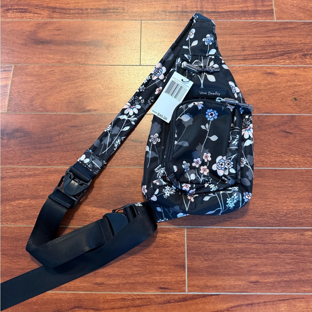 Vera Bradley Black Floral Sling Bag
